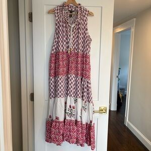 Chelsea & Theodore Pink and White Patterned Maxi Dress